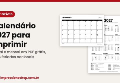 Calendário 2027 para imprimir anual e mensal em PDF
