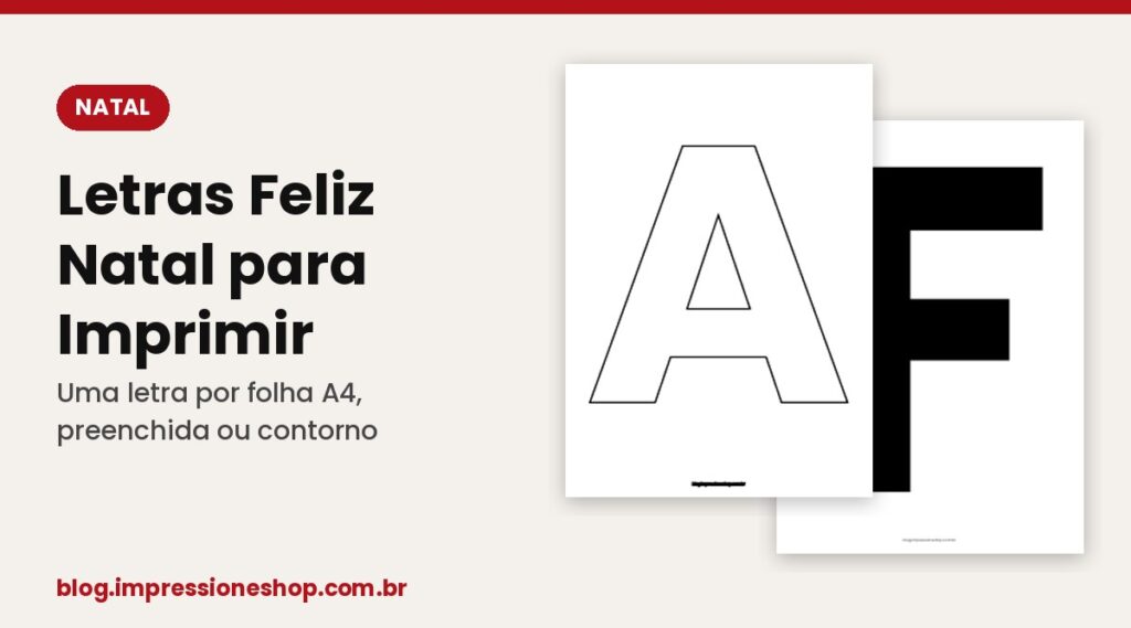 Letras Feliz Natal para imprimir uma por folha A4