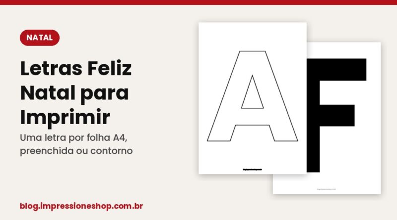 Letras Feliz Natal para imprimir uma por folha A4
